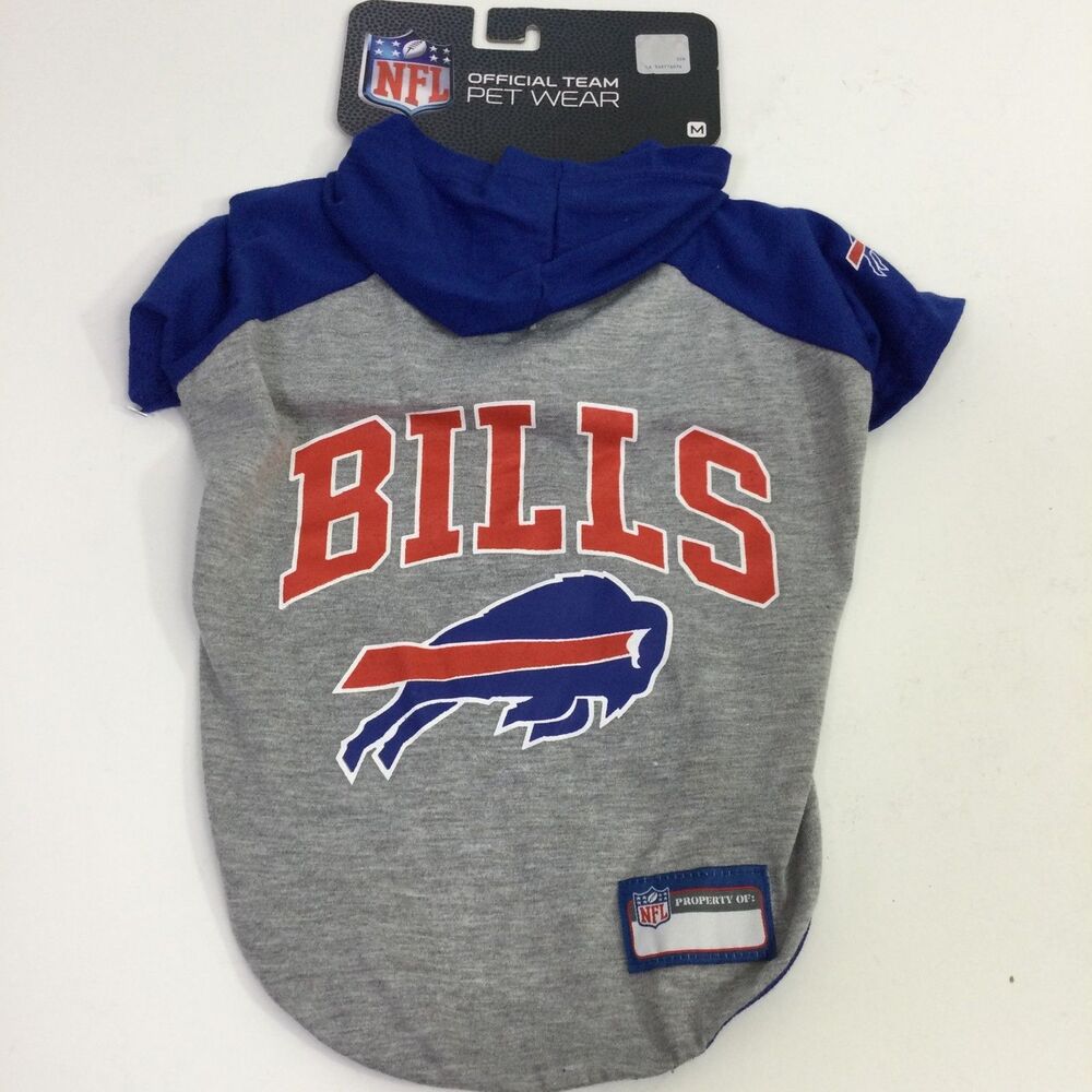 NFL Pet Wear Buffalo Bills Pet Hoodie Tee Shirt For Dogs & Cats Gray Blue Size M
